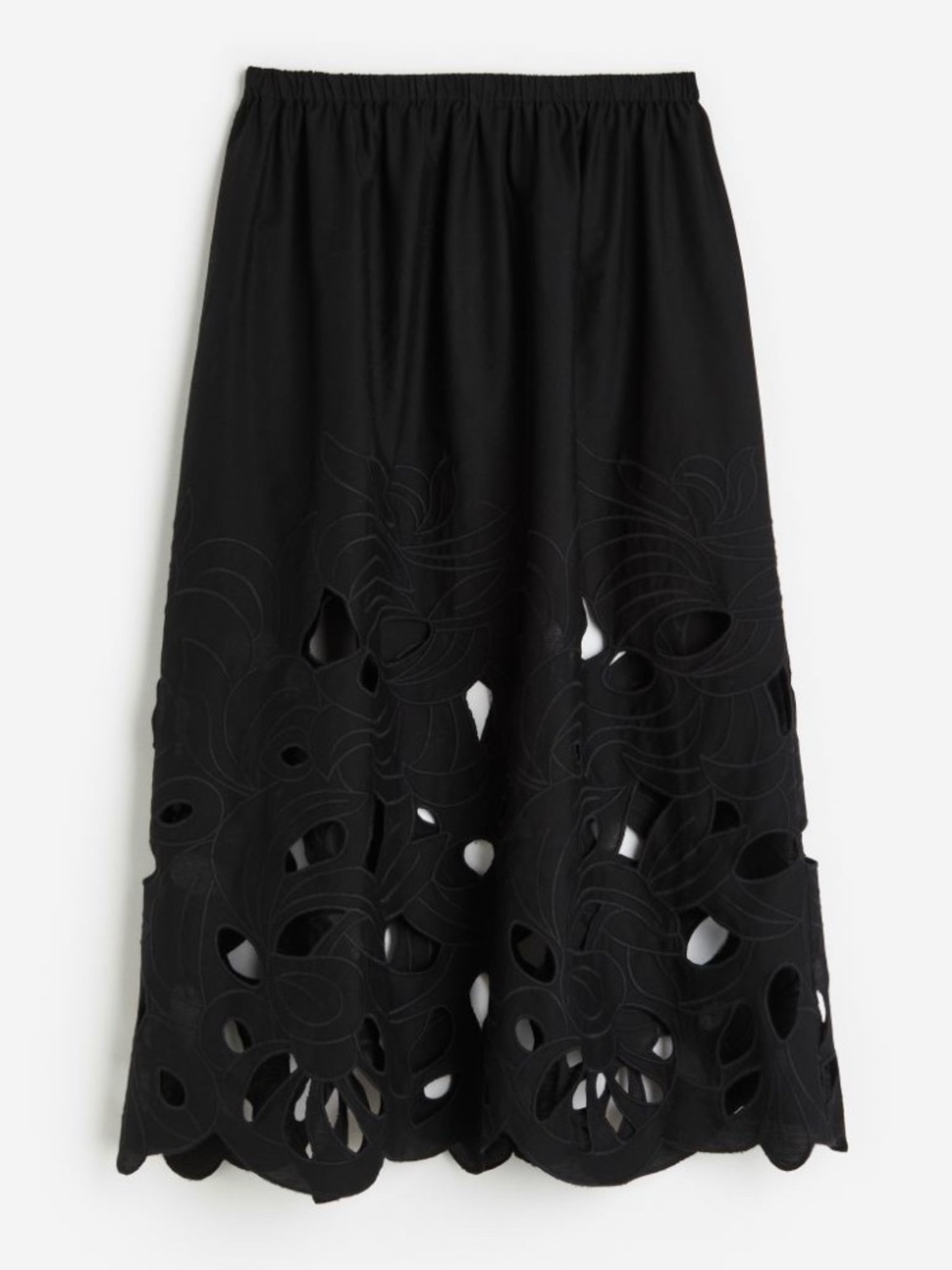 H&M Black Cutout Midi Skirt
